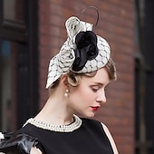 voordelige Fascinators-hoeden sinamay pillbox hoed hoge hoed bruiloft theekransje elegante bruiloft met luipaard strik hoofddeksel hoofddeksel