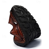 cheap Casual Sandals-Men&#039;s Brown Leather Slip-On Sandals with Perforated Detailing and Stretch Panels – Comfortable and Stylish for Casual Wear, Outdoor and Summer Activities