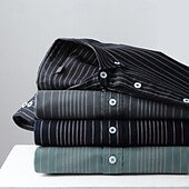 cheap Men&#039;s Elite Shirts-Men&#039;s Oxford Shirt Black Navy Blue Green Light Grey Dark Grey Long Sleeve Striped Vertical Stripes Button Down Collar School Wedding Buttons Clothing Apparel Neutral Fashion Daily