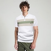 economico Polo Elite da Uomo-Per uomo Polo con zip Lavoro Affari Collo ripiegato Manica Corta Blocco di colori Cerniera Estate Primavera Autunno Bianco perla Nero Blu marino Polo con zip
