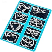 cheap Party Supplies-Metal Puzzle Game Set Educational Toy Game Unlock Iron Chain Toy Unlock Link Game Magic Toy Party Nine-Ring Puzzle Intelligence Buckle Lock Kongming Lock halloween christmas gift