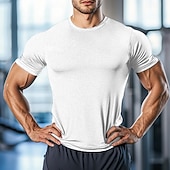 preiswerte Basic-T-Shirts-Herren T Shirt T-Shirt Kurze Ärmel Rundhalsausschnitt Sommer Einfach Mode Basic Sportlich Fitness Basketball Laufen Dunkelgrau Schwarz Weiß Top T-Shirt für Herren