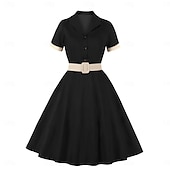 olcso Ruhák-Retró 1950-es Rockabilly Ruhák Swing ruha Kockás Jelmez Női Farsang Álarcos mulatság Hétköznapi viselet Lánybúcsú Felnőttek Ruha Hazatérő ruhák