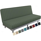 cheap Sofa Cover-Jacquard Futon Cover Stretch Armless Futon Sofa Cover Soft Futon Slipcover with Elastic Bottom Thick Sofa Bed Furniture Protector Covers for Washable Futon
