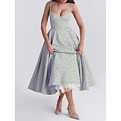 cheap Dresses-Retro Vintage 1950s Midi Dress Flare Dress Spaghetti Strap Corset Floral A-Line Women&#039;s Masquerade Wedding Vacation Tea Party Adults&#039; Dress