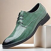 economico Formale-scarpe stringate in similpelle con motivo coccodrillo bordeaux da uomo, eleganti calzature formali per lavoro, matrimoni e occasioni speciali