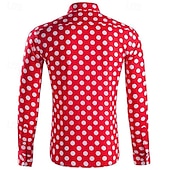 economico camicia da uomo con bottoni-Per uomo Camicia Camicia Estiva Camicia casual Camicia da Spiaggia Camicia con Bottoni Nero Bianco Rosa Rosso Manica Lunga A Pois Bavero Vacanza Ferie Bottonato Abbigliamento Poliestere Moda Casual