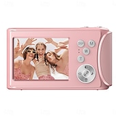 abordables Cámara y fotografía-Cámara de vídeo digital compacta de bolsillo para cine, con enfoque automático, 64 MP, 4K, detección de rostros, zoom de 18x de 2,4 pulgadas, batería recargable de 650 mAh