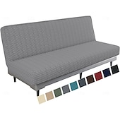 cheap Sofa Cover-Jacquard Futon Cover Stretch Armless Futon Sofa Cover Soft Futon Slipcover with Elastic Bottom Thick Sofa Bed Furniture Protector Covers for Washable Futon