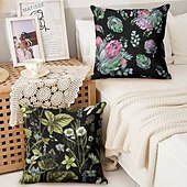 billige blomster- og plantestil-Blomst insekt dekorative kasteputer dekning 1PC myk firkantet sofa putevar puteinnlegg soverom stue sofa stol
