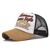 baratos Boné de beisebol masculino-Homens Boné de beisebol Chapéu de sol Chapéu de caminhoneiro Tampa de malha Preto Vinho Algodão Ajustável Moda Roupa Diária Festival Letra Bordado Casual / Diário