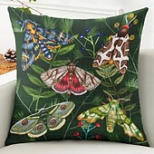 baratos estilo floral e plantas-Capa Decorativa de Almofadas de Insetos Florais 1PC Capa de Almofada Quadrada Macia para Sofá do Quarto Sala de Estar Primavera Verão