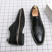 levne Formální-pánské hnědé brogue boty s robustní podrážkou, klasický šněrovací design, ležérní styl pro outdoorové i každodenní nošení