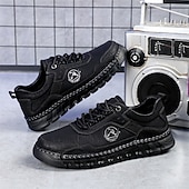 abordables Zapatos Informales con Cordones-Zapatos de senderismo para exteriores para hombre con parte superior de piel sintética duradera y suela resistente: zapatillas cómodas con cordones para uso diario y aventuras