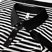 cheap Men&#039;s Printed Polo-Men&#039;s Polo Knit Polo Sweater Business Casual Lapel Short Sleeve Formal Stripes Buttons Summer Black Light Green Dark Green Brown Polo