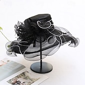 cheap Party Hats-2025 Kentucky Derby Hat for Women Ladies, Organza Veil Feather Fascinator for Tea Party Church UV Protection Sun Hat