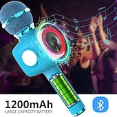 olcso Mikrofonok-kézi vezeték nélküli bluetooth mikrofon ktv karaoke mikrofon hangszóróval ios Android telefon számítógéphez