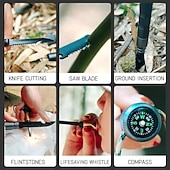 abordables Accesorios para acampar-1 juego de bastones de senderismo multifuncionales: bastón de trekking plegable con cuchillo oculto &amp;Brújula - Bastón de autodefensa para acampar &amp; senderismo