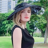 olcso Partikalapok-Kalap Len Bowler / Cloche kalap Szalmakalap Csészealj kalap Esküvő Zsúr Elegáns Esküvő Val vel Csokor Csipke Sisak Fejfedők