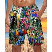baratos calção de banho boxer masculino-Homens Calção Justo de Natação Shorts de Natação Tecido elástico de 4 vias Bermuda de Surf Calças Com Cordão Com bolsos Natação Surfe Praia Esportes Aquáticos Estampado Verão Primavera