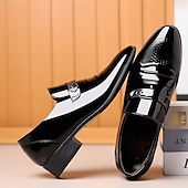 preiswerte Halbformell-Herrenschuhe aus Lackleder – klassische Slipper mit Metallschnalle für Business, formelle Anlässe und Hochzeitskleidung