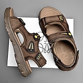 voordelige Casual sandalen-Bruine sportsandalen voor heren met verstelbare klittenbandsluitingen, ademend ontwerp en duurzame zool voor buiten, wandelen en casual zomerkleding