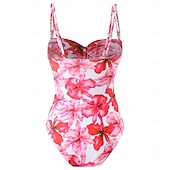 billiga One-piece-baddräkter-Dam Badkläder En bit Monokini Baddräkt Öppen rygg Magkontroll Hög midja Smal Semester Standkläder Blommig Leopard Axelbandslös Ärmlös Baddräkter