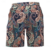 abordables Retro Vintage &amp; Ética-Hombre Floral Cachemir Boxers de Natación Pantalones de Natación Pantalones de Surf Media cintura Ropa de calle Hawaiano Casual Festivos vacaciones en la playa Bolsillo Correa Cintura elástica
