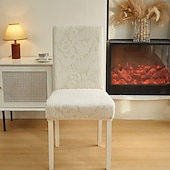 abordables Cubierta de sillón y silla sin brazo-Fundas para sillas de comedor de forro polar: elásticas y extraíbles &amp;lavable