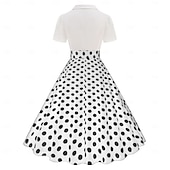 cheap Dresses-1950s Retro Vintage Rockabilly Knee Length Dress Tea Dress Swing Dress Polka dots Fit &amp; Flare Swing Fancy Dress Women's Christmas Carnival New Year Homecoming Daily Wear Bachelorette Party Adults'