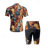economico Set di abbigliamento da uomo-Per uomo Maglia con pantaloncini da ciclismo Manica corta Ciclismo da montagna Cicismo su strada Nero Giallo Rosso Con cagnolino Bicicletta Elastene Gli sport Con cagnolino Abbigliamento