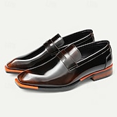 abordables Mocasines de cuero de primera calidad-Mocasines negros sin cordones de piel de vacuno de primera calidad para hombre con detalles en naranja en contraste, estilo formal para negocios y eventos especiales