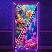 Недорогие Дверные чехлы-Декорации для дверей с черным светом накрытие для гаражной двери светящееся в темноте океанское медуза дверной гобелен занавеска декорация фон внутренний/внешний баннер для входной двери фермерского