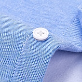 billiga Button Down-skjortor för män-Herr Skjorta Knapp upp skjorta Randig Bröllop Fest Vit Marinblå Blå Himmelsblå Långärmad Kavajslag Höst Vinter Kläder Fleece