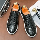 billiga Tillfällig-vardagssneakers i vitt krokodilmönster för män – snygga snörskor för dagligt bruk och fashionabla utflykter