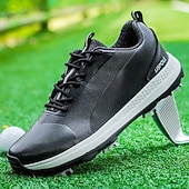 cheap Men&#039;s Golf Shoes-Men&#039;s Black and White Golf Shoes with Spiked Sole, Breathable Upper, and Lightweight Design for Comfort and Support on the Golf Course