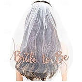 cheap Wedding Decorations-Bridal Veil for Bride-to-Be, Double Layer Veil for Bachelorette Party, Wedding Dress Veil with Hairpiece for Bride