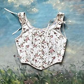 olcso Felsők-Retró Középkori Reneszánsz Fűző Prsluk Bustier Fűzős Virágos Jacquardszövet Jelmez Női Fantasy királyi Mindszentek napja Farsang Parti Alkalmi / Napi LARP Felnőttek Fűző