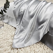 cheap Duvet Cover Sets-4 Pieces Satin Silk Bedding Set with Fitted Sheets Duvet Cover Sets Summer Solid Color Comforters Covers with 2 Pillowcases