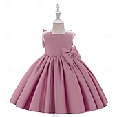cheap Party Dresses-Kids Girls&#039; Party Dress Solid Color Sleeveless Special Occasion Princess Polyester Party Dress Summer Spring 3-10 Years Multicolor White Champagne