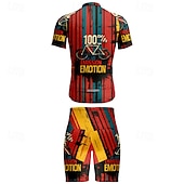 economico Set di abbigliamento da uomo-Per uomo Maglia da ciclismo con pantaloncini Manica Corta Mountain Bike MTB Ciclismo su strada Estate Primavera Autunno Nero Rosa Rosso A righe Lettere &amp; Numeri Bicicletta Cerniera Frontale