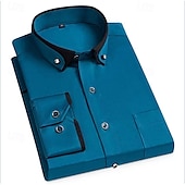 economico Camicie Button Down da uomo-Per uomo Camicia Camicie Camicia con bottoni Tinta unica Matrimonio Feste Nero Bianco Rosa Vino Manica lunga Bavero Primavera Autunno Abbigliamento Tasche