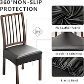 cheap Chair Cover-WaterProof PU Leather Dining Room Chair Cover Seat Covers Elastic Stool Covers Durable Dust-proof Cushion Cover for Home Hotel