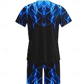 cheap Men's Printed Tees sets-Men's 3D Print 2pcs Tees sets Summer Tops Short Sleeve Short Pants Crew Neck Sport Casual Outdoor Vacation Daily Printed Summer Violet Robin's Egg Blue Pink