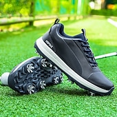 cheap Men&#039;s Golf Shoes-Men&#039;s Black and White Golf Shoes with Spiked Sole, Breathable Upper, and Lightweight Design for Comfort and Support on the Golf Course