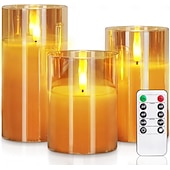 economico Luci di candela-3 pezzi di luci di candela a LED senza fiamma con telecomando - a batteria, bianco caldo, natale, matrimonio &amp;decorazioni per feste