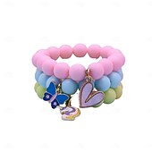 cheap Party Supplies-3pcs Cute Sun Flower, Rainbow Charm Beaded Unicorn Sun Flower Rainbow Bracelets Set