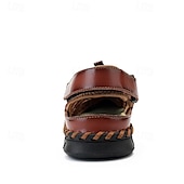economico Sandali casual-Per uomo Sandali Scarpe fatte a mano Pelle crosta Traspirante Comodo Antiscivolo Con lacci intrecciali Giallo-marrone Nero Marrone