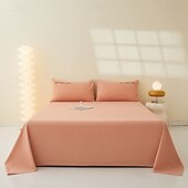 cheap Sheets &amp; Pillowcase-Single Sheet Flat Sheet Bedding Cotton Solid Colored Soft Premium Quality Comforter Cover Bed Collection