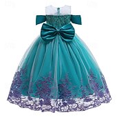 abordables Vestidos con temática de cuento de hadas-Niños Chica Vestido Bloque de color Sin Mangas Rendimiento Exterior Malla Adorable Disfraz Poliéster Maxi Vestido informal Vestido de una línea Vestido de Tul Verano Primavera 4 años + Azul Piscina
